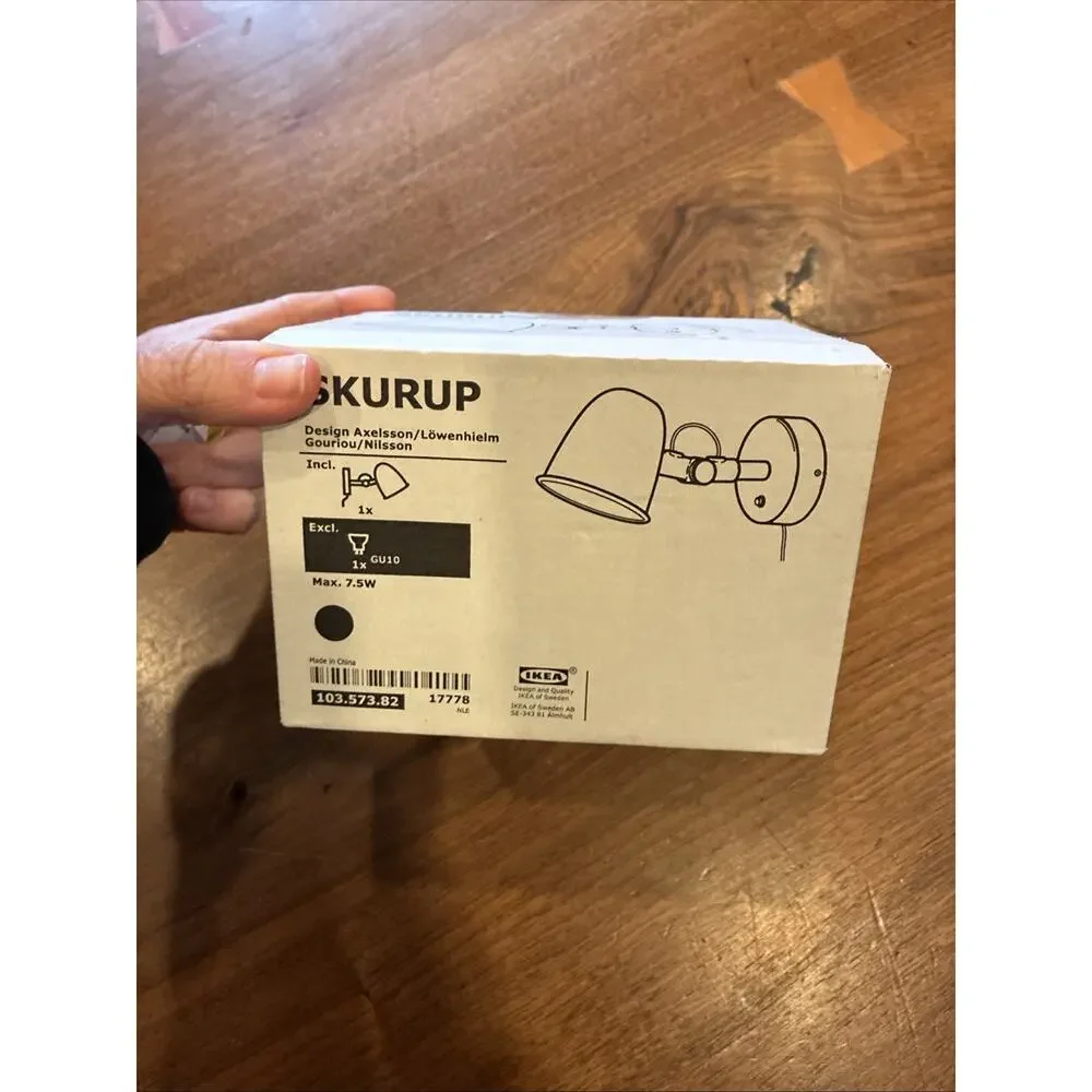 Ikea SKURUP 7.5W Adjustable Metal Wall Lamp Sconce Black Brand New 103.573.82